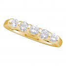 14k Yellow Gold Womens Round Diamond 5-stone Wedding Anniversary Band 1.00 Cttw
