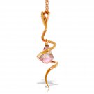 14K Solid Rose Gold Snake Necklace with Dangling Briolette Pink Topaz & Diamond