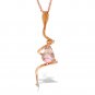 14K Solid Rose Gold Snake Necklace with Dangling Briolette Pink Topaz & Diamond