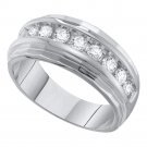 Mens Solid 10k White Gold 1.00 CT Diamond Band Anniversary Ring SIZE 8-13