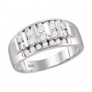 10k White Gold Mens Round Channel-set Diamond Raised Wedding Band 1.00 Cttw