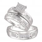 DIAMOND Wedding Ring Set for Women Men 1/5 CT Carat 10k White Gold Fine Jewelry