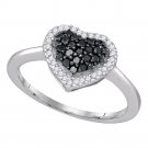 10k White Gold Black Color Enhanced Diamond Womens Cluster Fashion Ring Teens