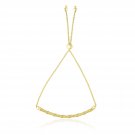 14k Yellow Gold Adjustable Lariat Bracelet with Curved Bar and Chain Design