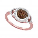 10k Rose Gold Womens Round Red Color Enhanced Diamond Circle Frame Cluster Ring