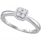 10k White Gold Women's Stunning Round Diamond Square Halo Cluster Ring 1/5 Ct