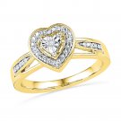 10k Yellow Gold Women's Round Beautiful Diamond Heart Love Fashion Ring 0.03 Ct