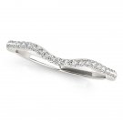14k White Gold Curvy Style Wedding Ring with Round Diamonds (1/8 cttw)