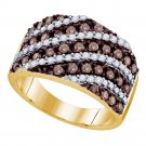 10k Yellow Gold Round Brown Color Enhanced Striped Diamond Ring 1-1/3