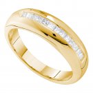 Mens Princess CUT Diamond Wedding Band Ring 1/2 Cttw 14k Yellow Gold Size 8-13