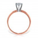 Real 14K Solid Rose Gold Solitaire Ring with 0.75 Carat Natural Diamond Womens