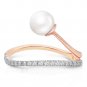 14K Solid Rose Gold Ring with Natural Diamonds & pearl Gemstone Womens Size 5-11