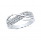 10k White Gold Womens Round Cut Diamond Band Crossover Ring 1/5 CT Carat Bridal