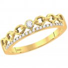 14kt Yellow Gold Womens Round Diamond Rolo Link Stackable Band Ring 1/12 Cttw