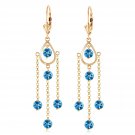 3 Carat 14K Solid Gold Gilded Age Blue Topaz Earrings Cute Fashion Jewelry