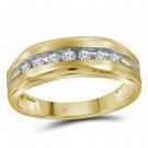 Mens Diamond Grooved Wedding Band Ring 10k Two-tone Yellow Gold 0.26 CT Carat