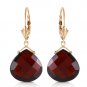 14K Solid Rose Gold Women's Leverback Fashion Earrings Checkerboard Cut Garnets