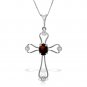 0.57 Carat 14K Solid White Gold Cross Necklace Natural Diamonds Garnet