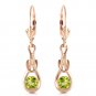 14K Solid Rose Gold Women's Leverback Fashion Earrings with Natural Peridots