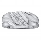 14k White Gold Round Diamond Mens Masculine Wedding Anniversary Band Ring