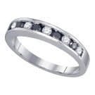 10kt White Gold Womens Black Diamond Enhanced Wedding BAND RING 1/2 Ct Size 5-11