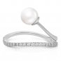 14K Solid White Gold Ring w/ Natural Diamonds & pearl Gemstone Womens Size 5-11