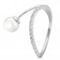 14K Solid White Gold Ring w/ Natural Diamonds & pearl Gemstone Womens Size 5-11