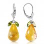 14.4 CTW 14K Solid White Gold Leverback Earrings Peridot Citrine