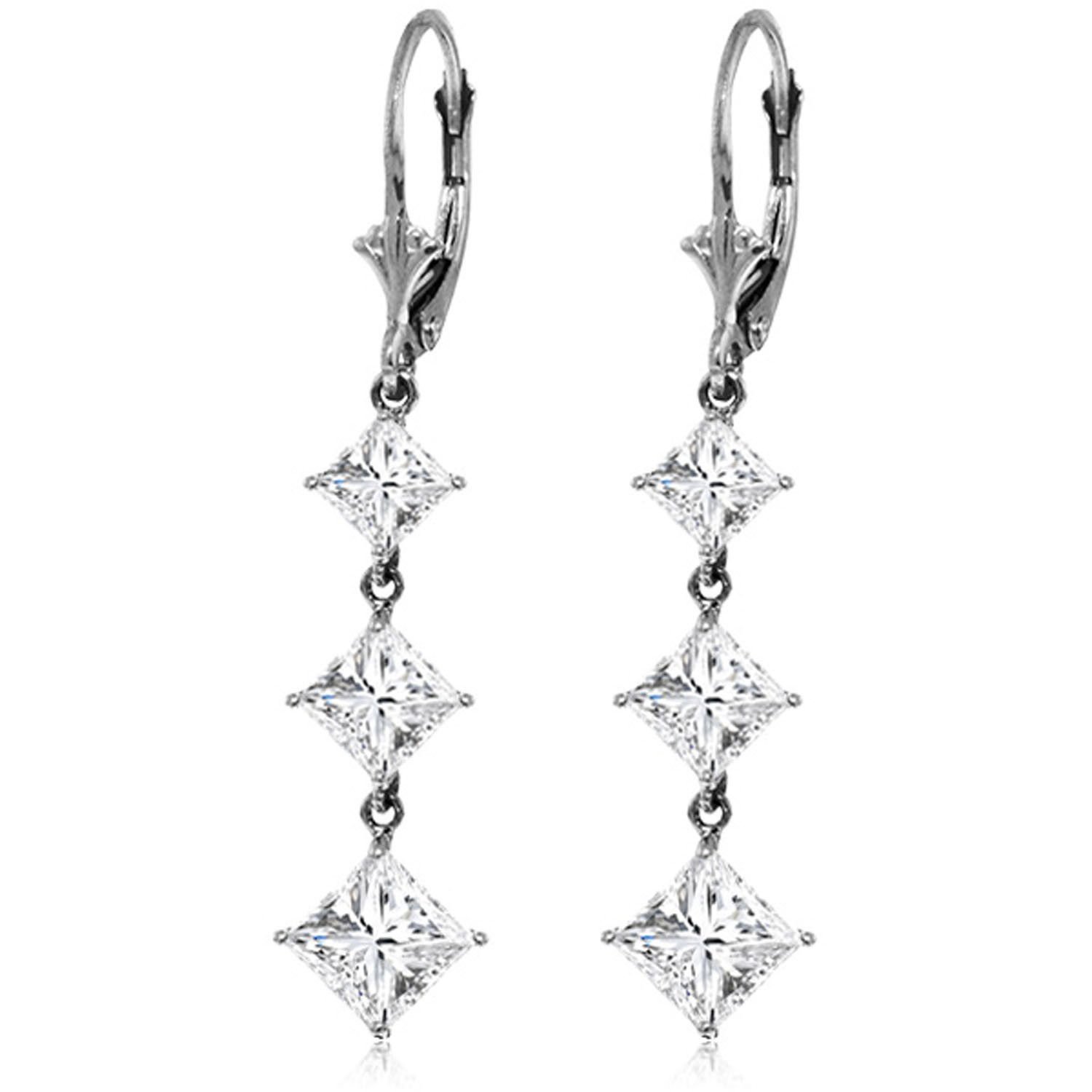14K Solid White Gold Cubic Zirconia Leverback Chandelier Earrings Cute Fashion