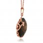 Womens 14K Solid Rose Gold Necklace with Checkerboard Cut Round Smoky Quartz