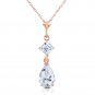 2 CTW 14K Solid Rose Gold Sparkly Dew Aquamarine Necklace Fine Fashion Jewelry