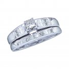 14kt White Gold Princess Diamond Bridal Wedding Engagement Ring Band Set 1/2 Ctw