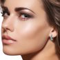 1.2 CTW 14K Solid White Gold Oval Huggie Earrings Blue Topaz Gemstone Jewelry