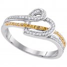 10kt White Gold Beautiful Womens Round Yellow Enhanced Diamond Heart Ring 1/5 Ct