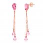 14K Solid Rose Gold Women's Cute Chandelier Fashion Earrings w/ Pink Topaz