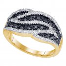 0.5 CT 1/2 Carat Black Diamond Cocktail Band Ring 10K Yellow Gold Gorgeous Set