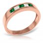14K Solid Rose Gold Rings with Natural Emeralds & Rose Topaz Gemstone Womens