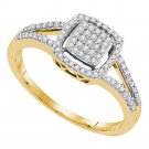 10k Yellow Gold Stunning Womens Round Diamond Square Frame Cluster Ring 1/4 Ct
