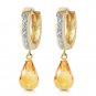 4.54 Carat 14K Solid Gold Tres Chic Blue Citrine Diamond Earrings Cute Fashion