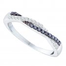 14k White Gold Womens Round Black Color Enhanced Diamond Slender Twist Band 1/4