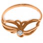 Real 14K Solid Rose Gold Ring withNatural Diamond Gemstone Womens Size 5-11