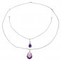 14K Solid White Gold Front And Back Drop Necklace with Briolette Amethysts