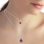 14K Solid White Gold Front And Back Drop Necklace with Briolette Amethysts