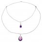 14K Solid White Gold Front And Back Drop Necklace with Briolette Amethysts