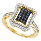 0.5 CT 1/2 Carat Black Diamond Engagement Ring Unique Design 10k Yellow Gold