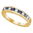 10kt Yellow Gold Women's Round Blue Color Enhanced Diamond Band Ring 1/2 Ct