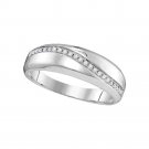 Womens Diamond Wedding BAND Crossover Elegant Design Solid 10k White Gold 1/6 Ct