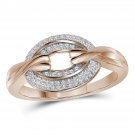 10kt Rose Gold Womens Round Diamond Captured Circle Cluster Ring 1/5 Cttw