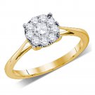 14k Yellow Gold Womens Round Diamond Flower Cluster Ring 1/4 Cttw