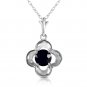 Womens Elegant 14K Solid White Gold Necklace w/ Natural 0.50 Carat Black Diamond